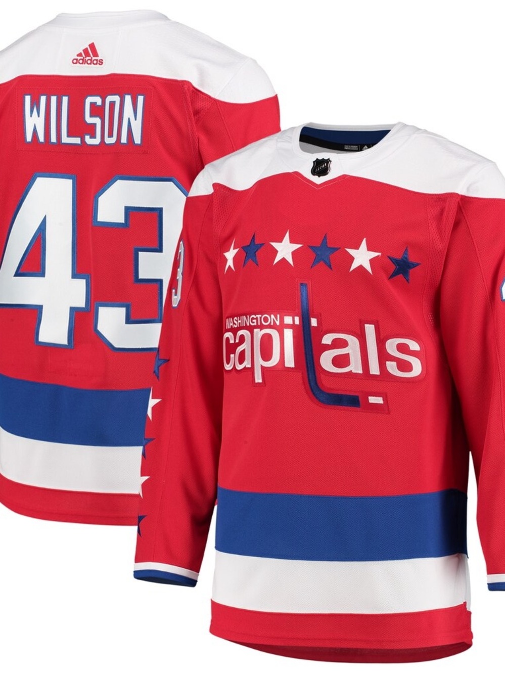 adidas Red, White & Blue Washington Capitals Hockey Jersey